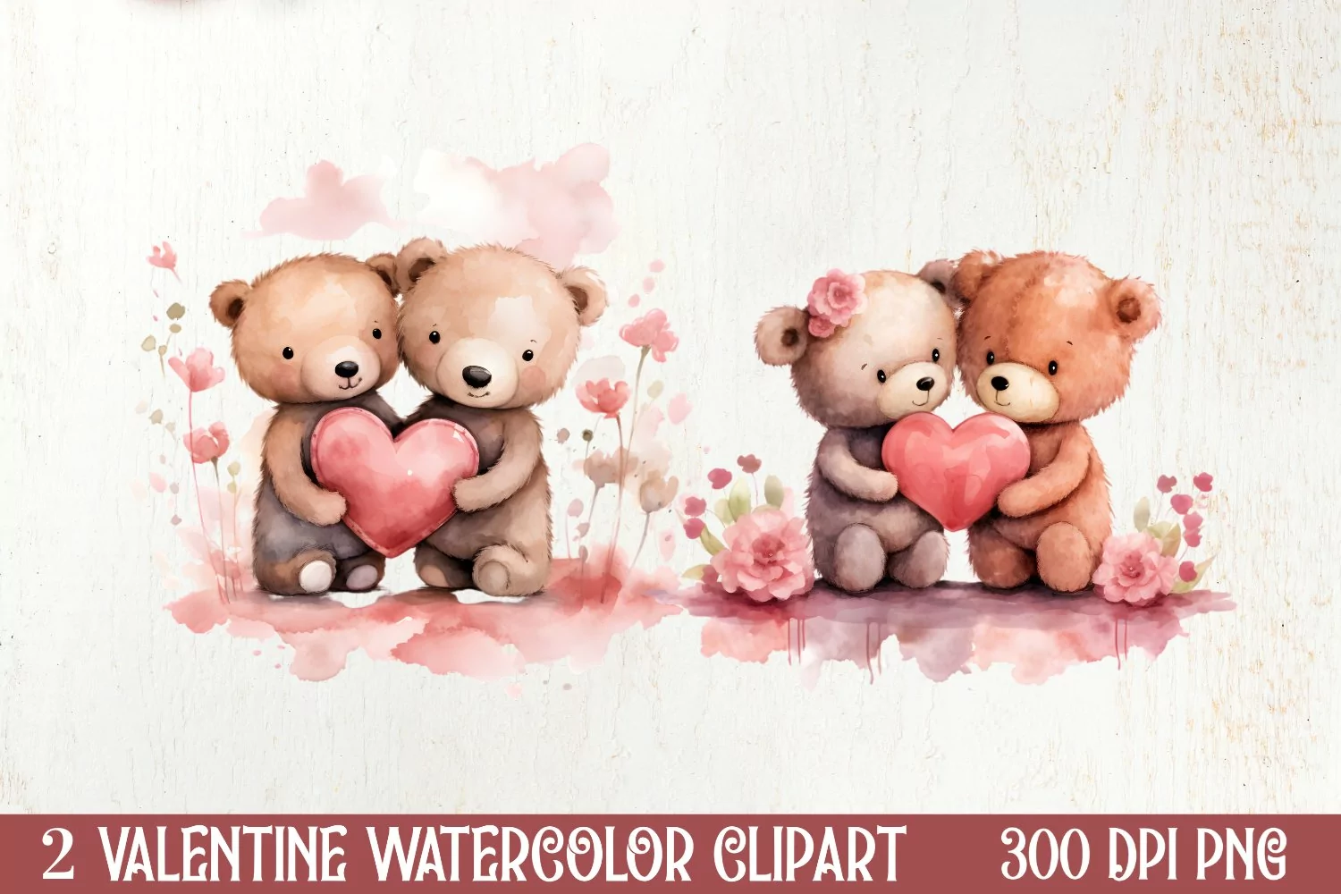 Valentines Day Couple Teddy Bear, Christmas Clipart product image 1