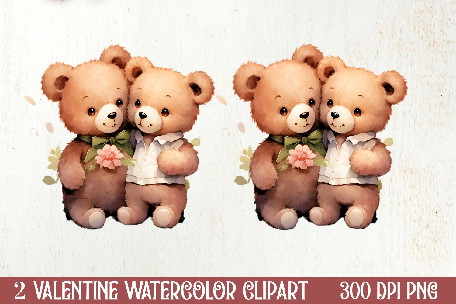 Valentines Day Couple Teddy Bear, Christmas Clipart product image 1