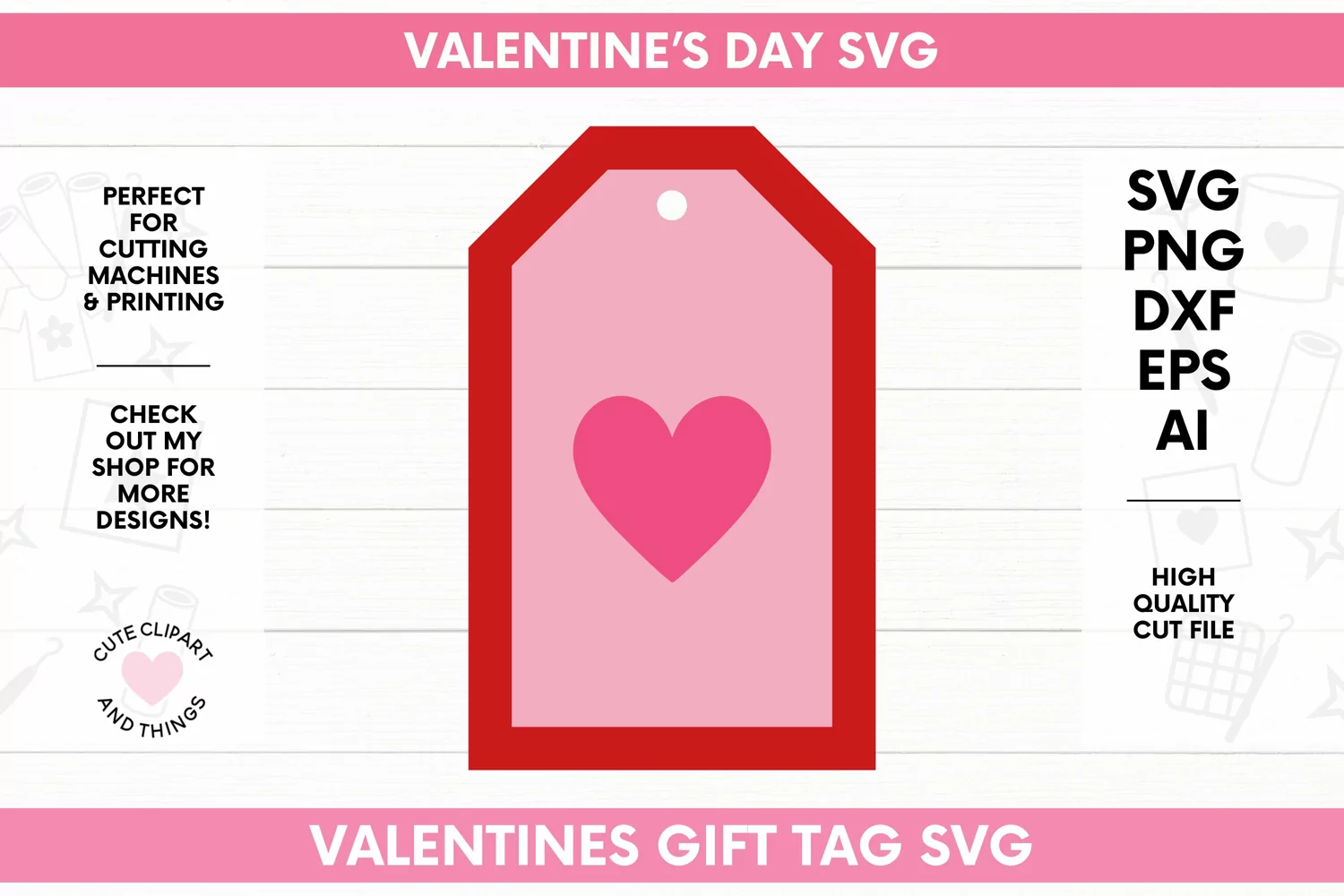 Valentines Day Heart Gift Tag SVG