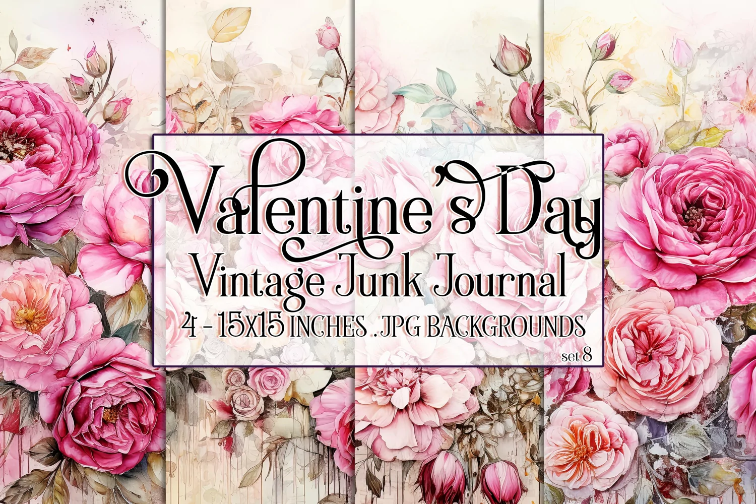 Valentine's Day, Vintage Floral Junk Journal Backgrounds, s8 product image 1