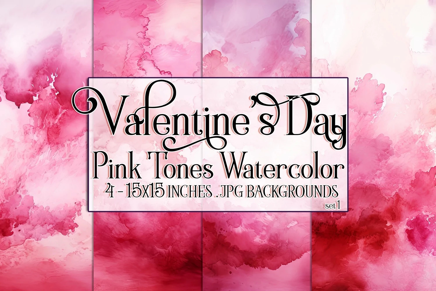 Valentine's Day, Pink Graidents Watercolor Backgrounds, s1 product image 1
