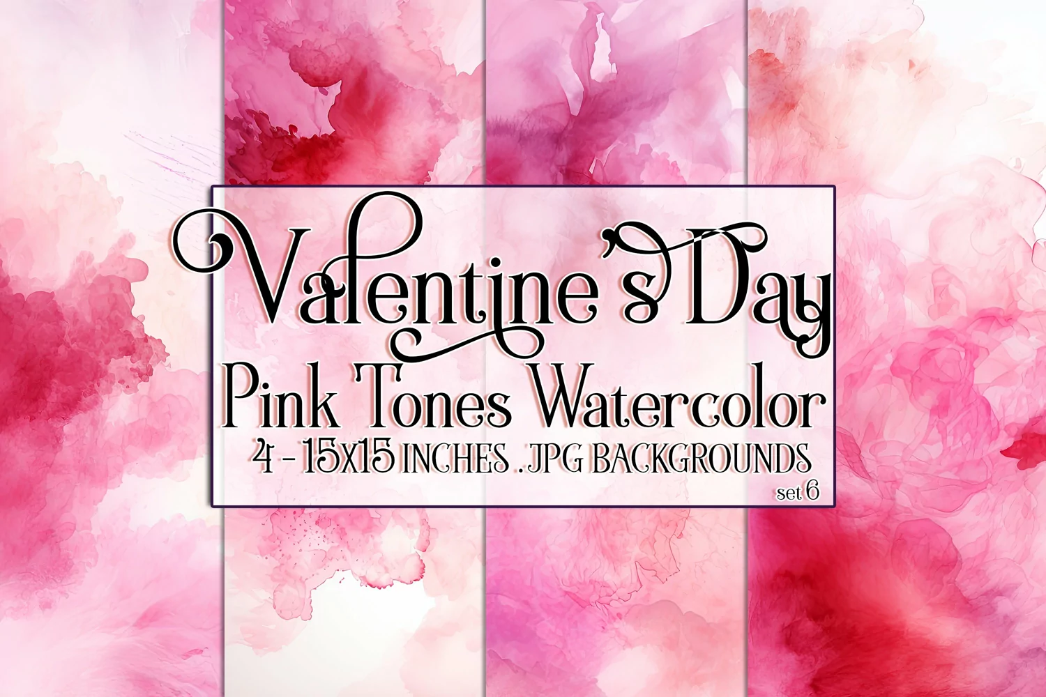 Valentine's Day, Pink Graidents Watercolor Backgrounds, s6 product image 1