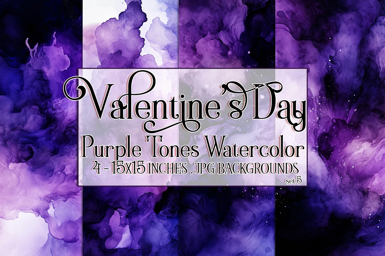 Valentine's Day, Purple Graidents Watercolor Backgrounds, s5 product image 1
