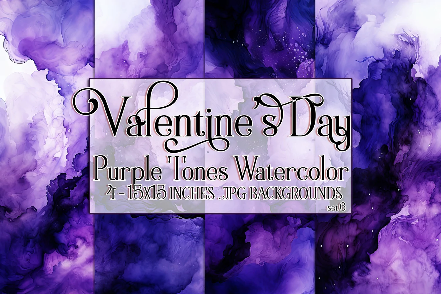 Valentine's Day, Purple Graidents Watercolor Backgrounds, s6 product image 1