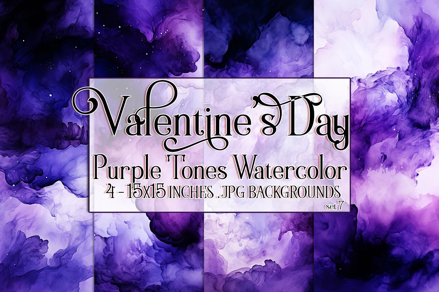 Valentine's Day, Purple Graidents Watercolor Backgrounds, s7 product image 1