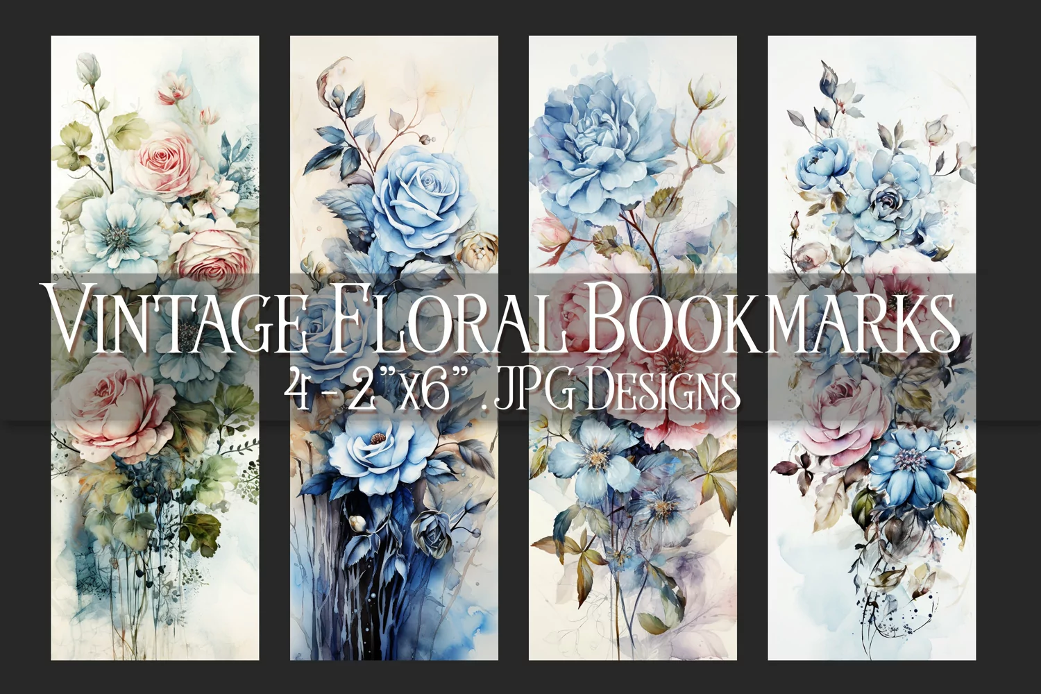 Valentine's Day, Vintage Floral Bookmarks, Printables, s3 product image 1