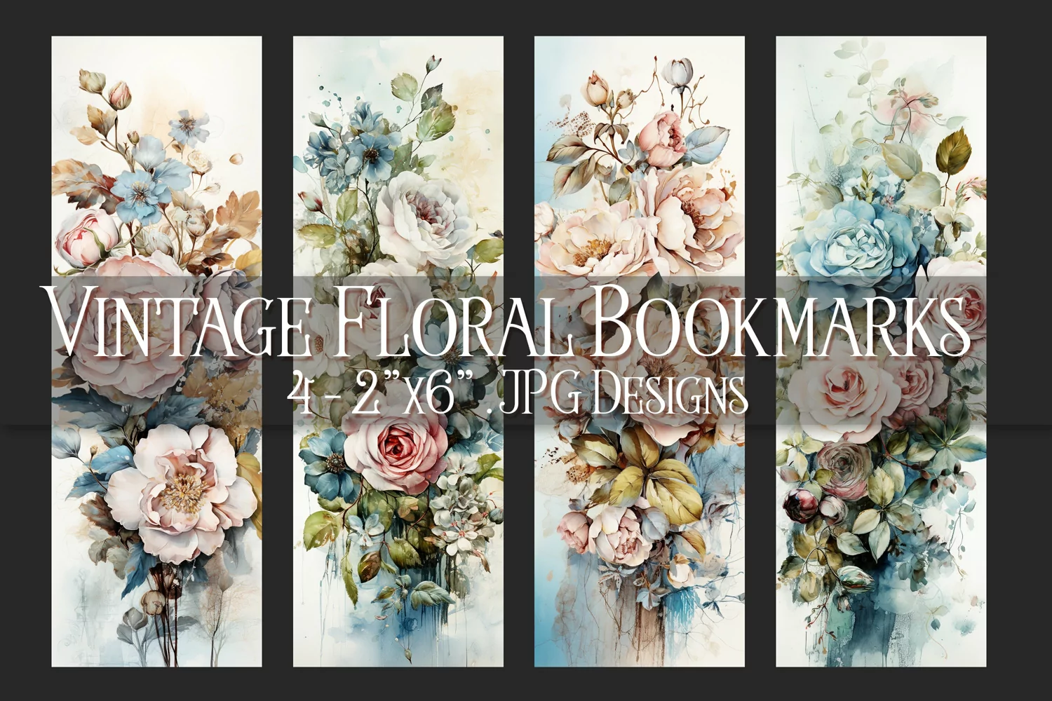 Valentine's Day, Vintage Floral Bookmarks, Printables, s6 product image 1