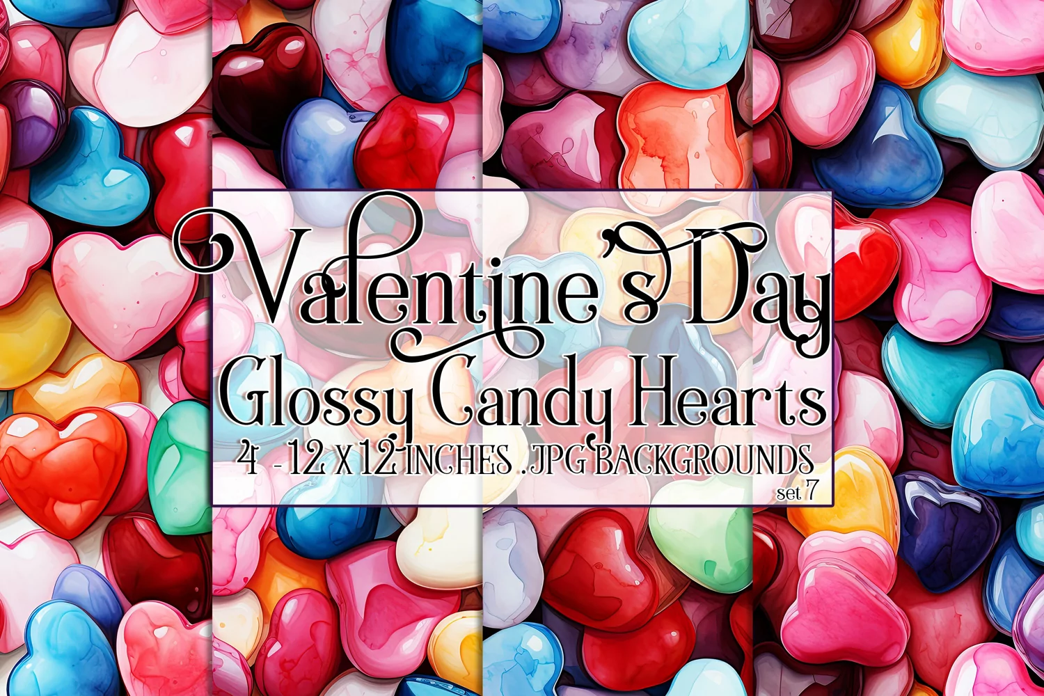 Valentine's Day, Glossy Candy Hearts Patterns, Seamless, s7 product image 1