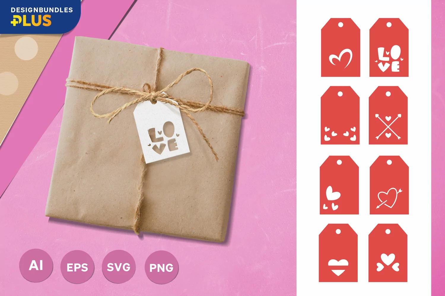 Love Themed Papercut Gift Tag SVG Bundle product image 1