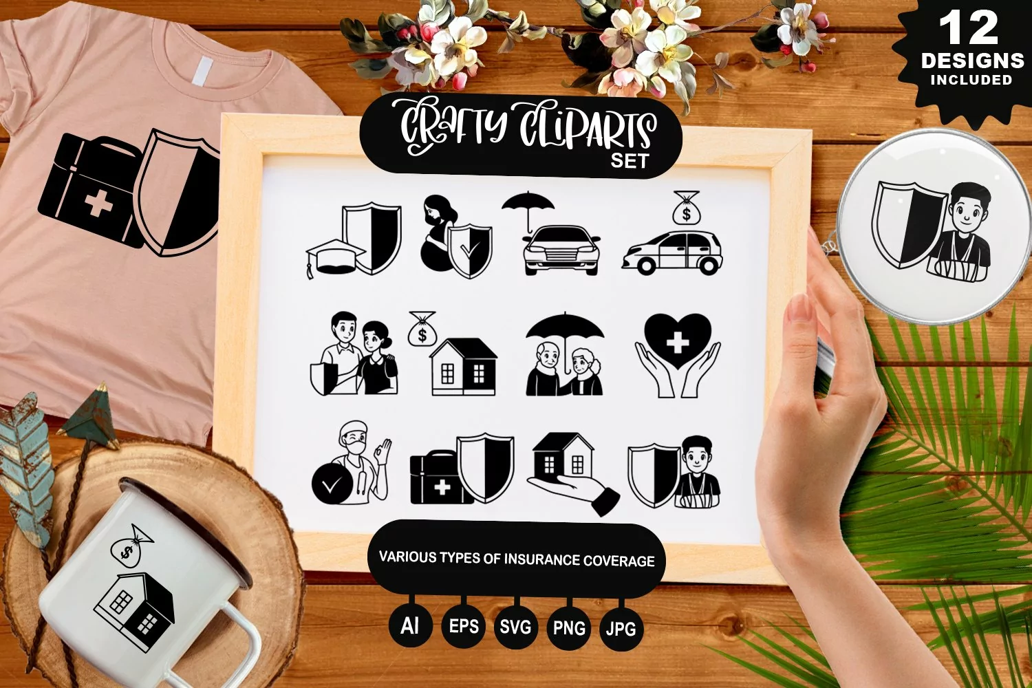 Various Types Of Insurance Coverage Clipart Set product image 1
