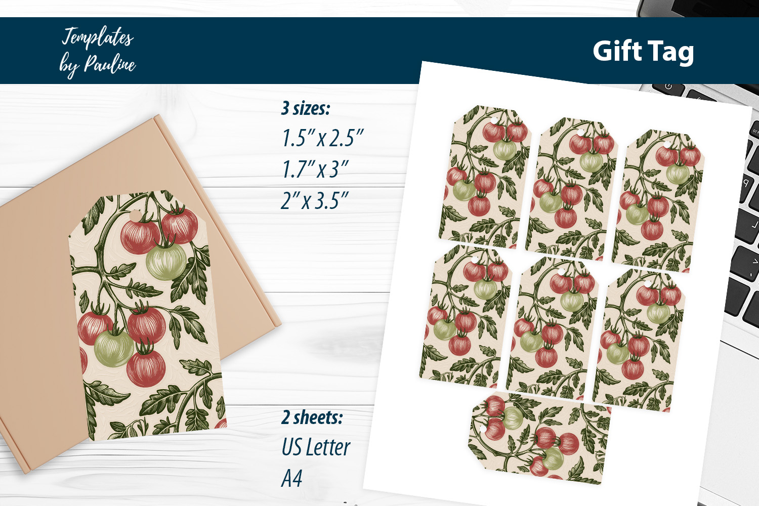 Harvest Gift Tags, Cottagecore Vegetable Tags Printable product image 1