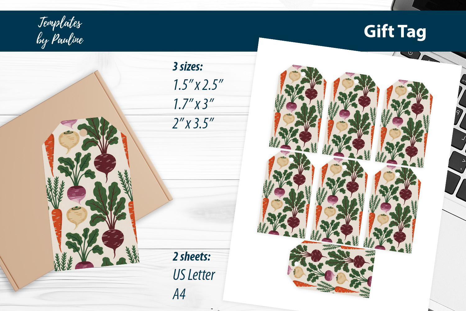 Minimal Farm Gift Tags, Scandinavian Vegetable Labels product image 1
