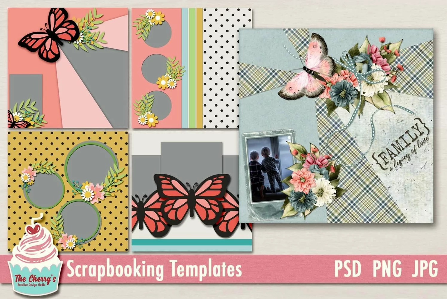 Very Vintage Digital Scrapbooking Page Layout Templates product image 1