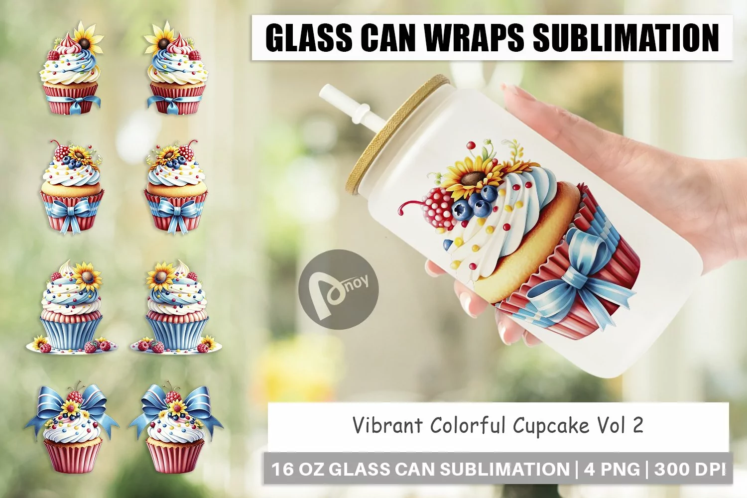 Glass Can Wraps Colorful Cupcake product image 1