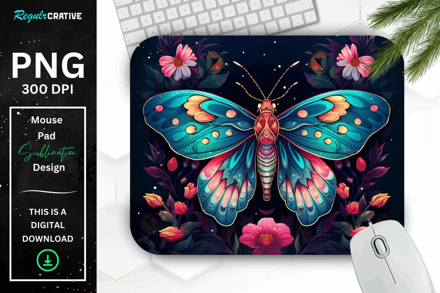 Vibrant Colors Mystical Moth Mouse pad product image 1