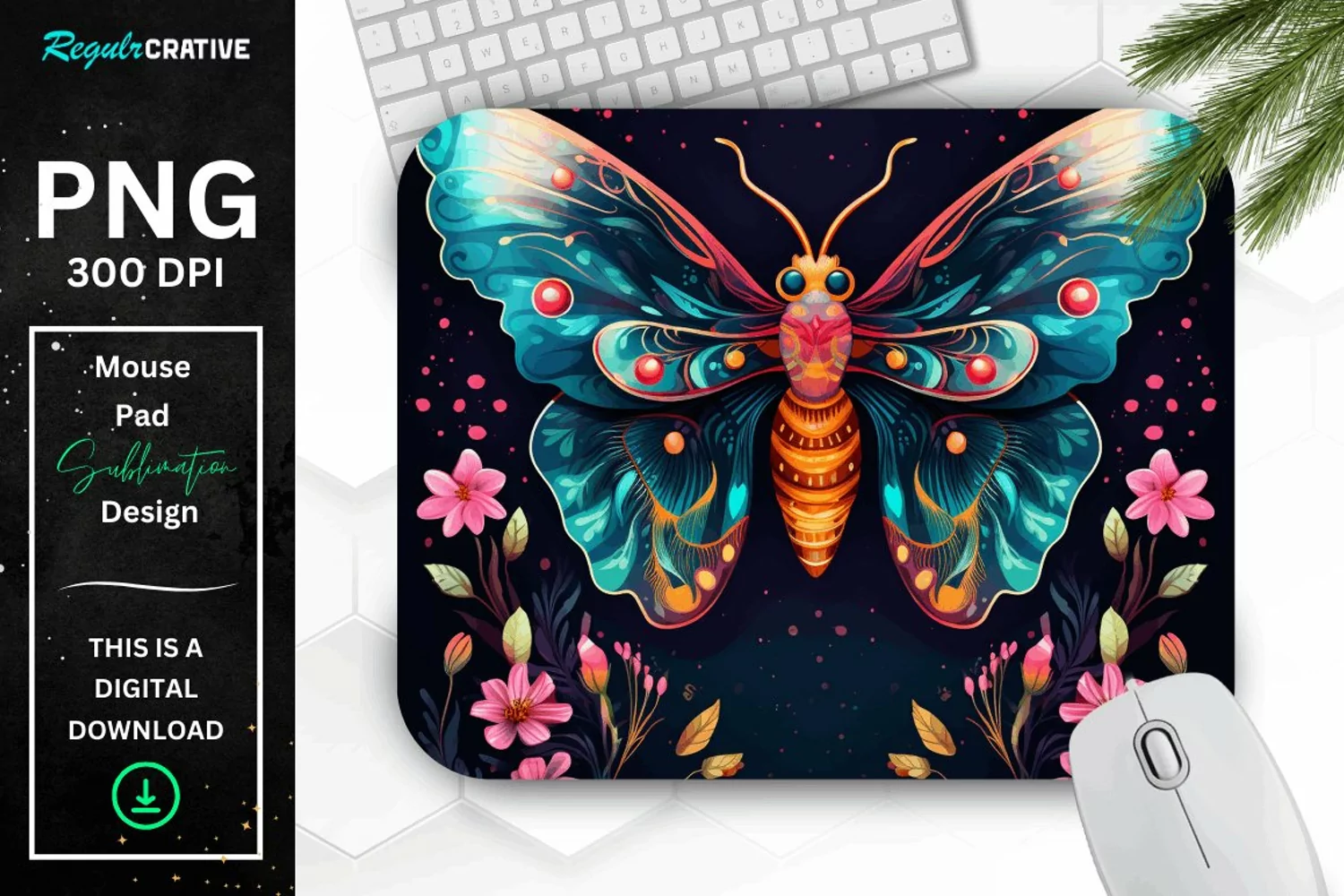 Vibrant Colors Mystical Moth Mouse pad product image 1