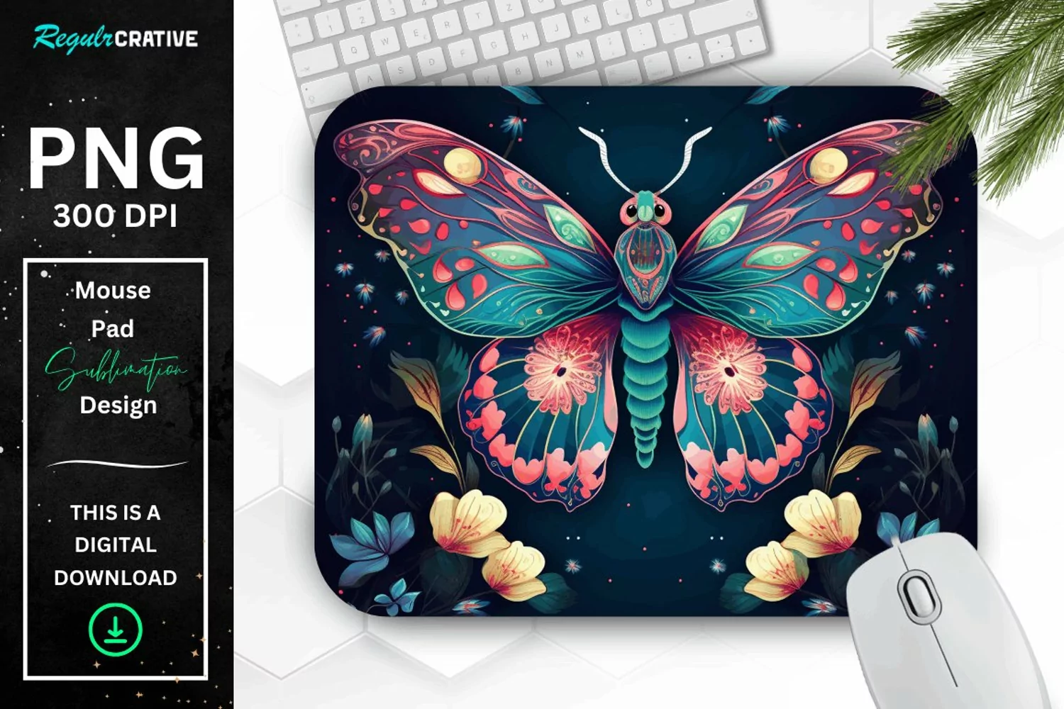 Vibrant Colors Mystical Moth Mouse pad product image 1