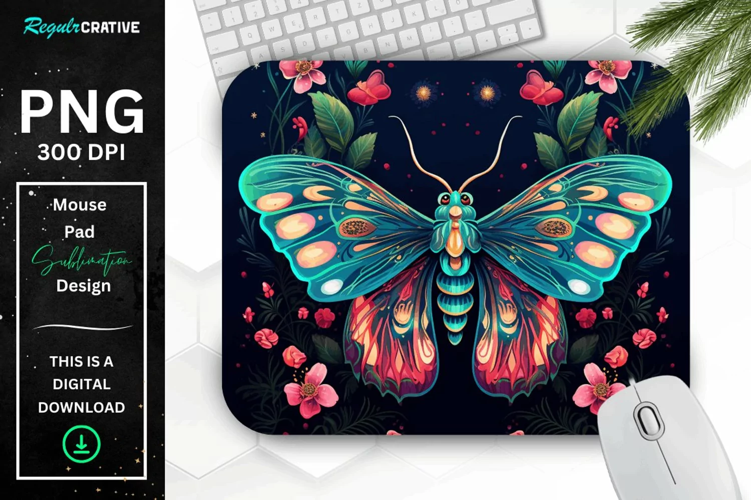 Vibrant Colors Mystical Moth Mouse pad product image 1