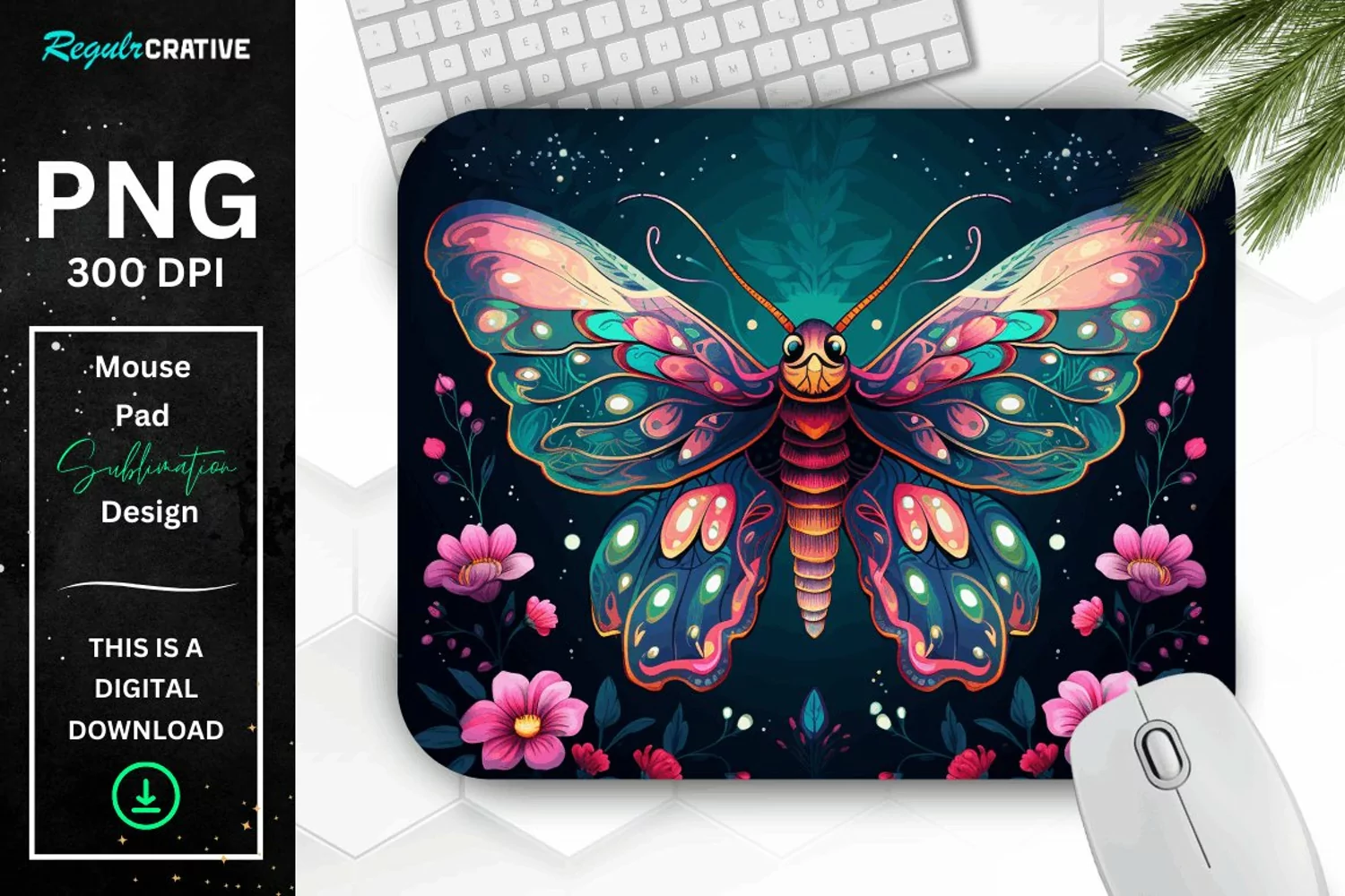 Vibrant Colors Mystical Moth Mouse pad product image 1