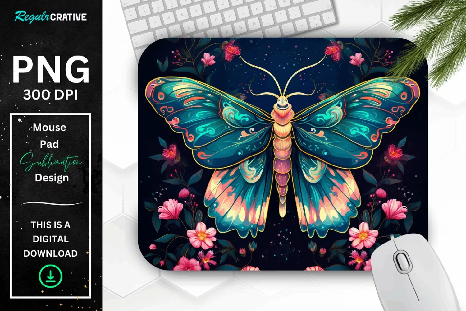 Vibrant Colors Mystical Moth Mouse pad product image 1