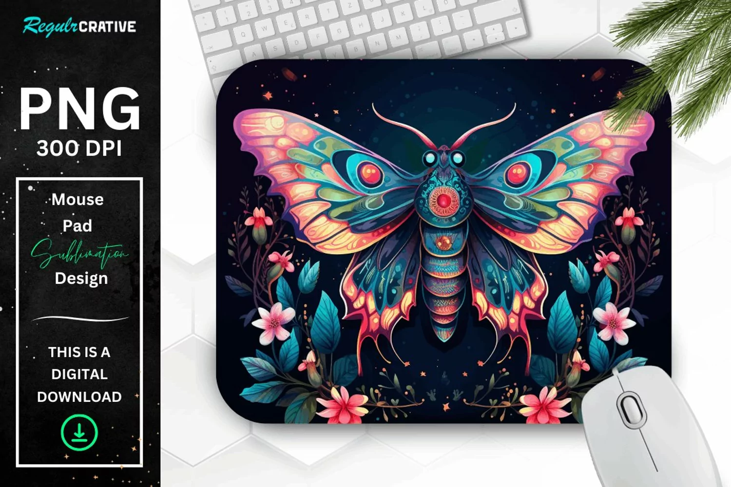 Vibrant Colors Mystical Moth Mouse pad product image 1