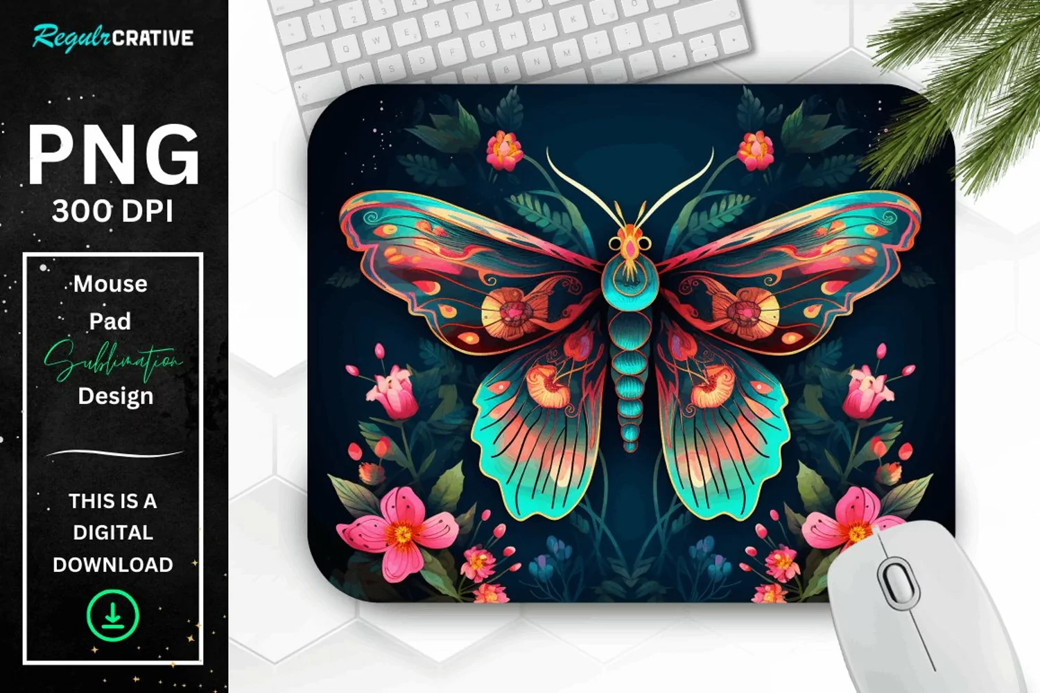 Vibrant Colors Mystical Moth Mouse pad product image 1