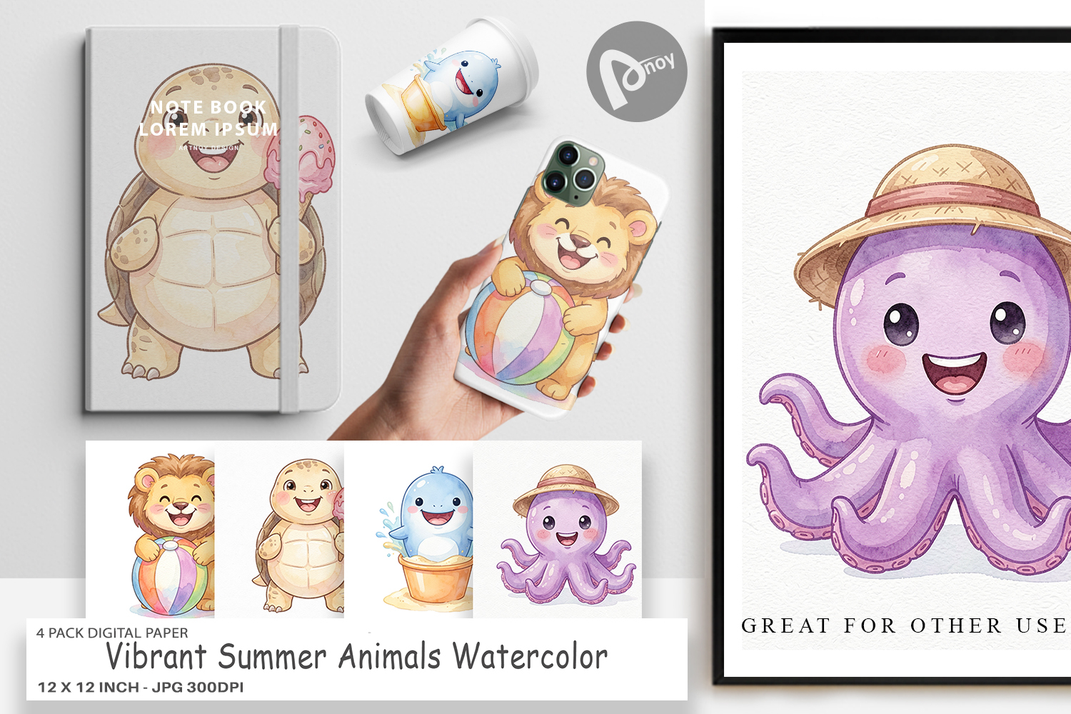 Vibrant Summer Animals Digital Paper product image 1