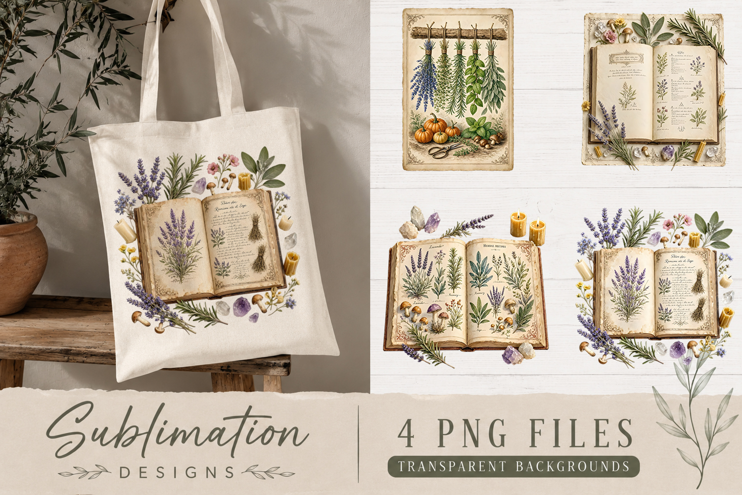 Vintage Apothecary & Herbal Tea Sublimation PNG product image 1
