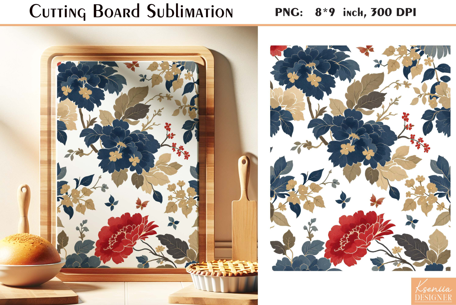 Retro Flowers |Watercolor Vintage Cutting Board product image 1