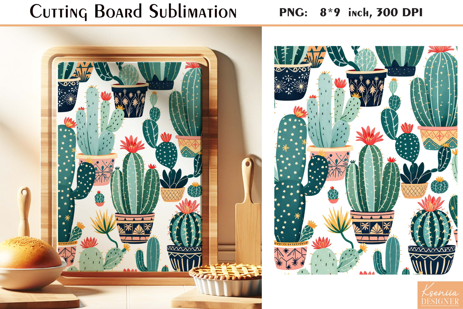Retro Desert Cactus|Succulent| Vintage Cutting Board product image 1