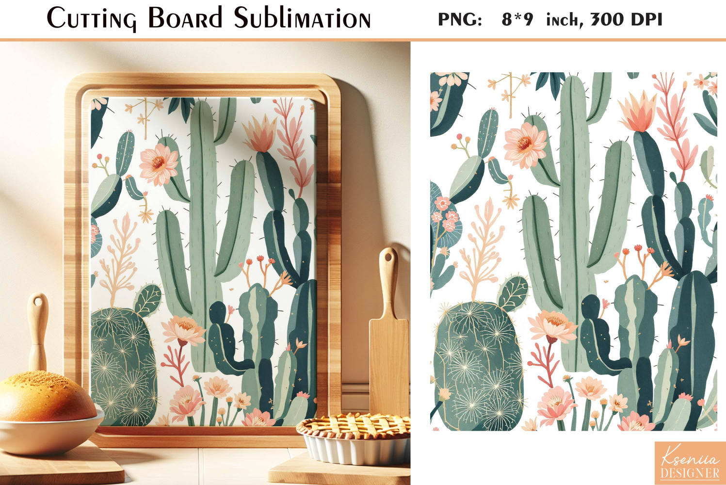 Retro Desert Cactus|Succulent| Vintage Cutting Board product image 1