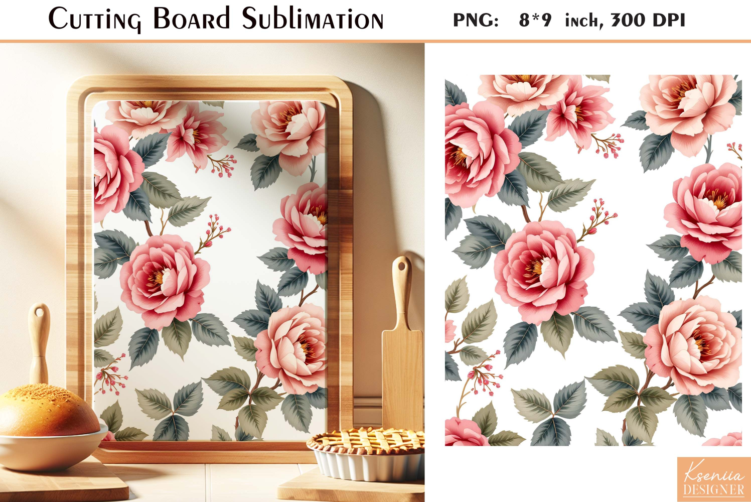 Retro Roses Flowers |Watercolor Vintage Cutting Board product image 1