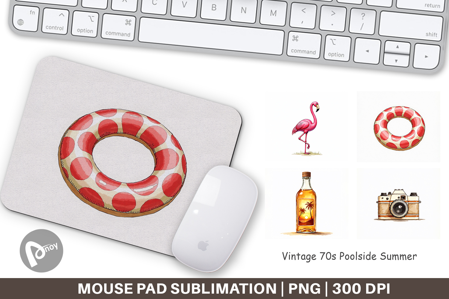 Vintage 70s Poolside Summer Mouse Pad product image 1