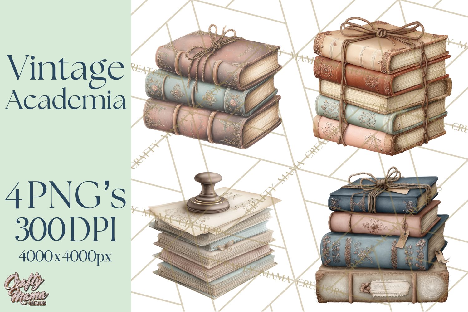 Dark Academia Clipart PNG Study Props Vintage Library Art product image 1