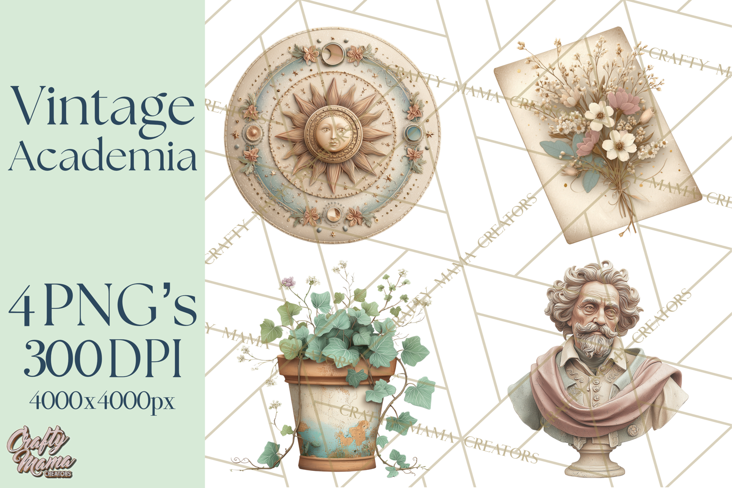 Dark Academia Clipart PNG Study Props Vintage Library Art product image 1