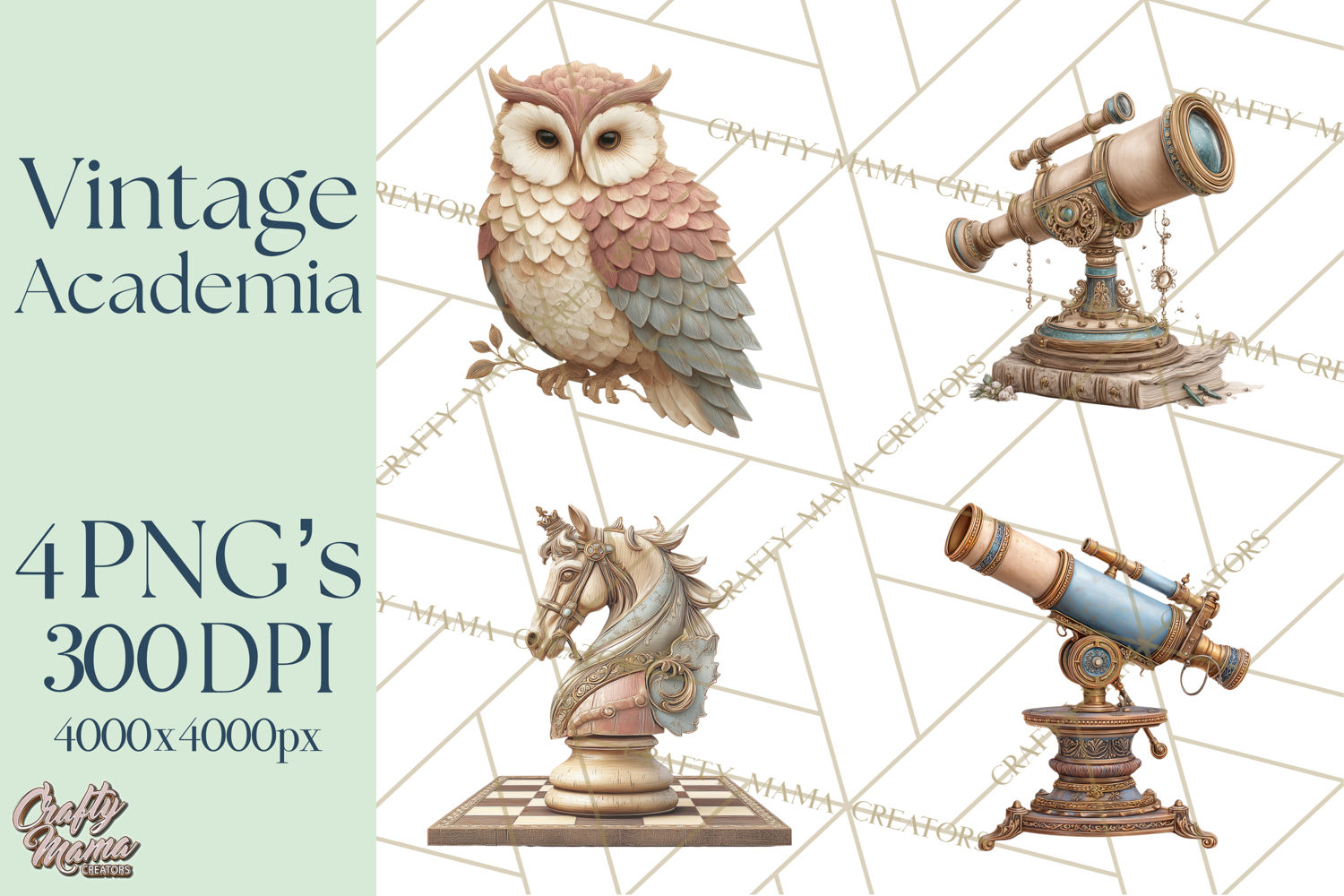 Dark Academia Clipart PNG Study Props Vintage Library Art product image 1
