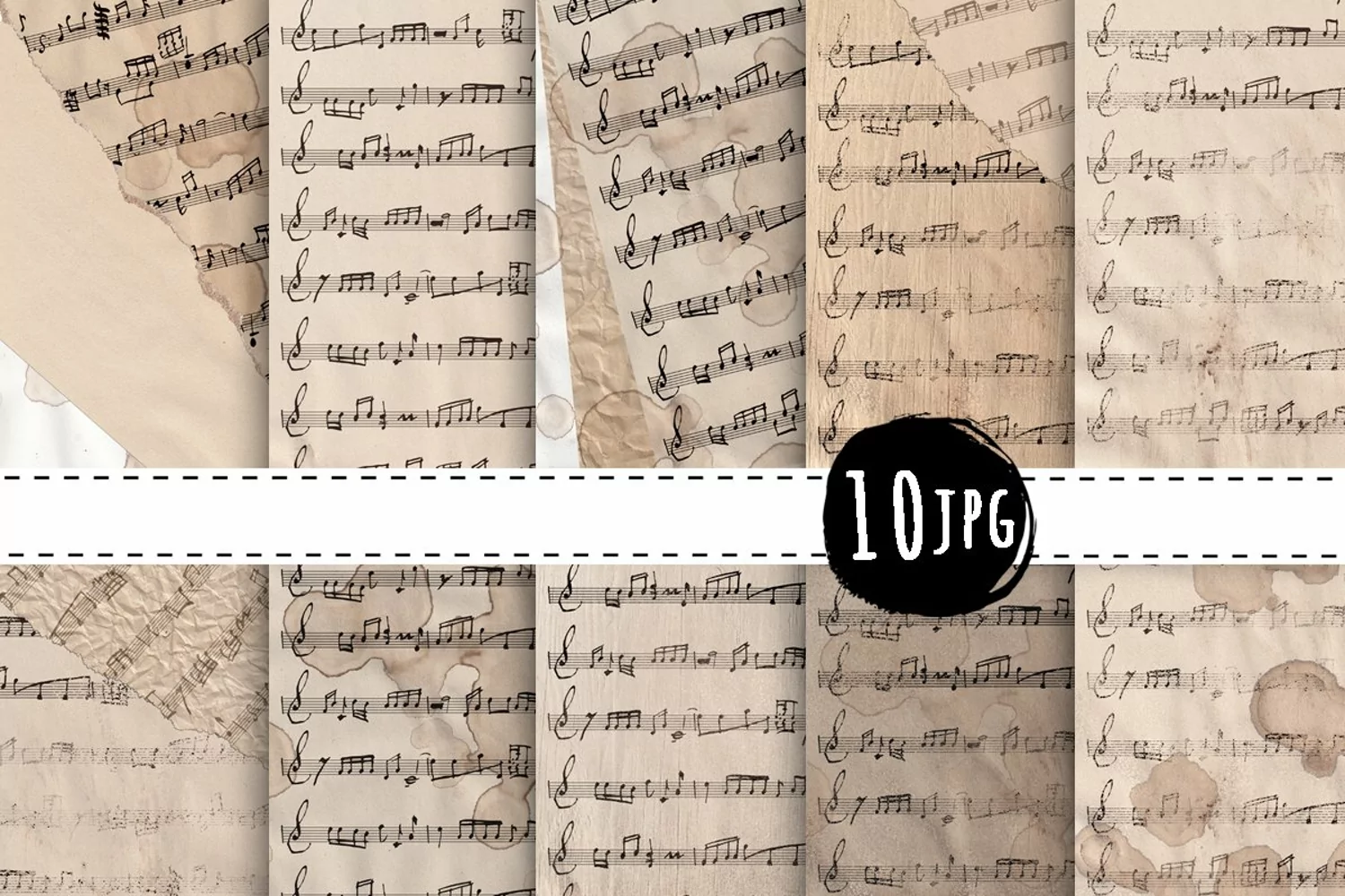 Vintage, aged music papers, backgrounds product image 1