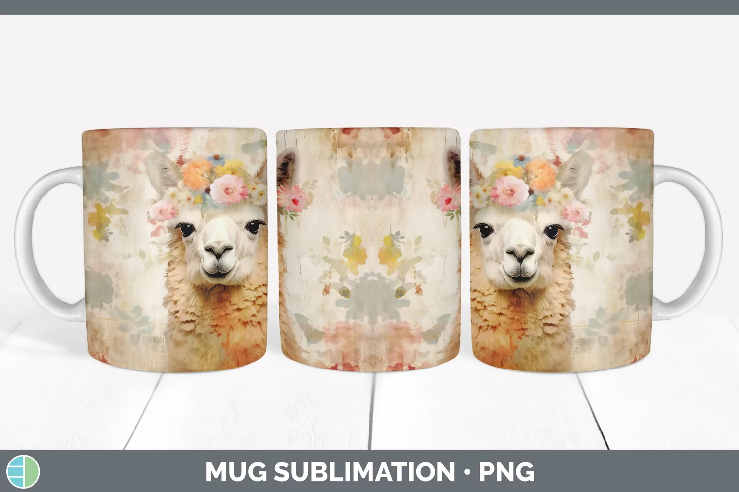 GorgeousDecoupage Alpacas Mug Wrap design.