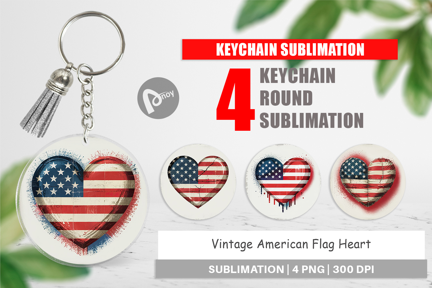 Keychain Vintage American Flag Heart product image 1