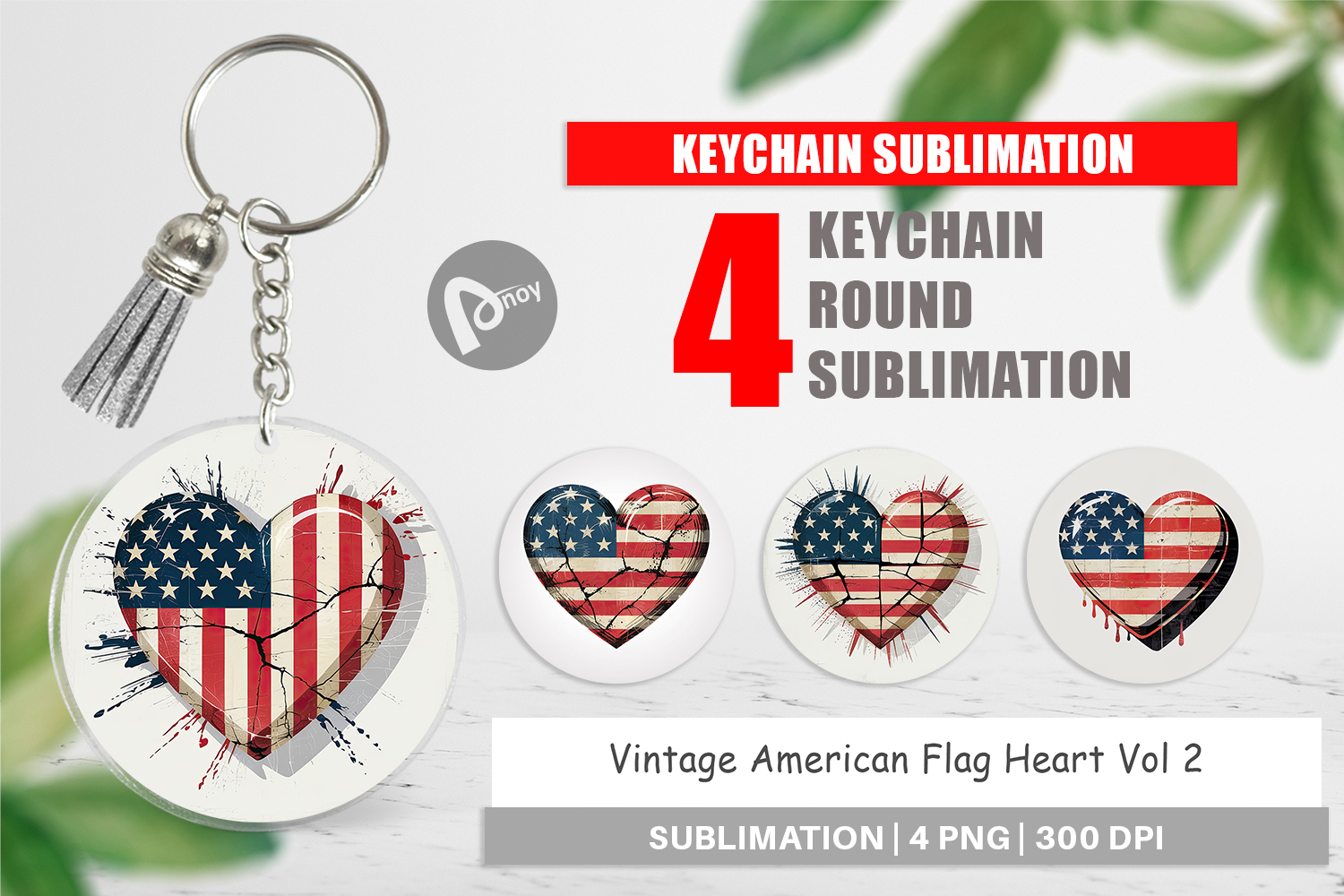 Keychain Vintage American Flag Heart product image 1