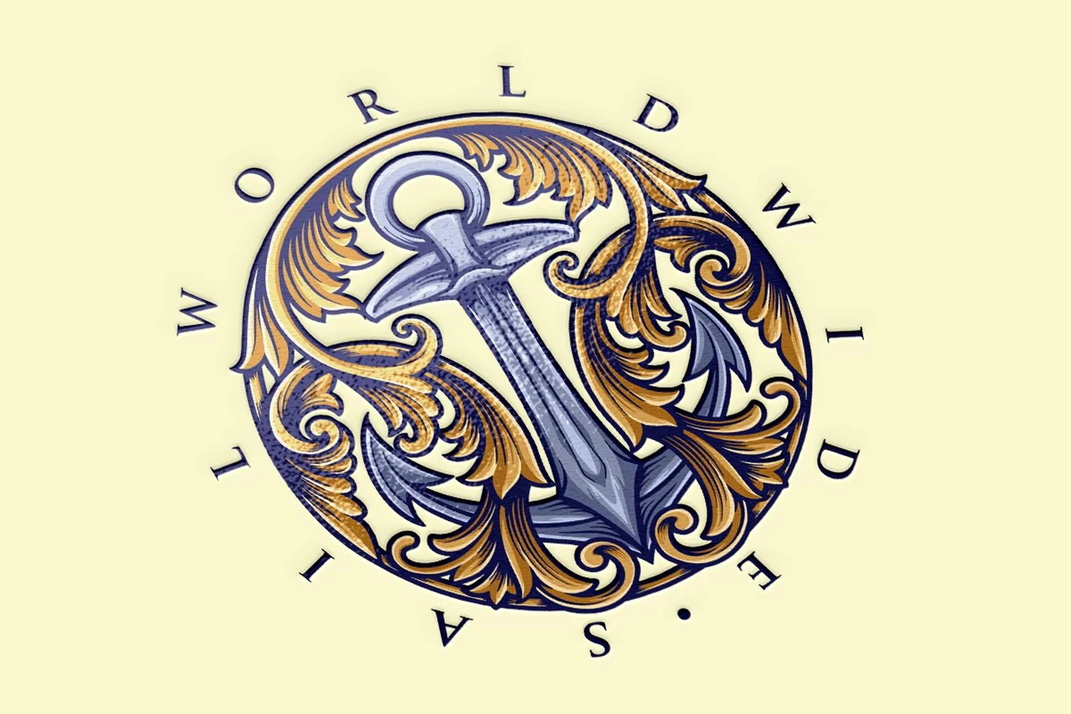 Vintage Anchor With Ornaments Hand Drawn product image 1