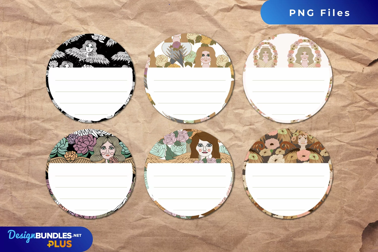 Vintage Angel Seamless Pattern Shaped Journaling Area product image 1