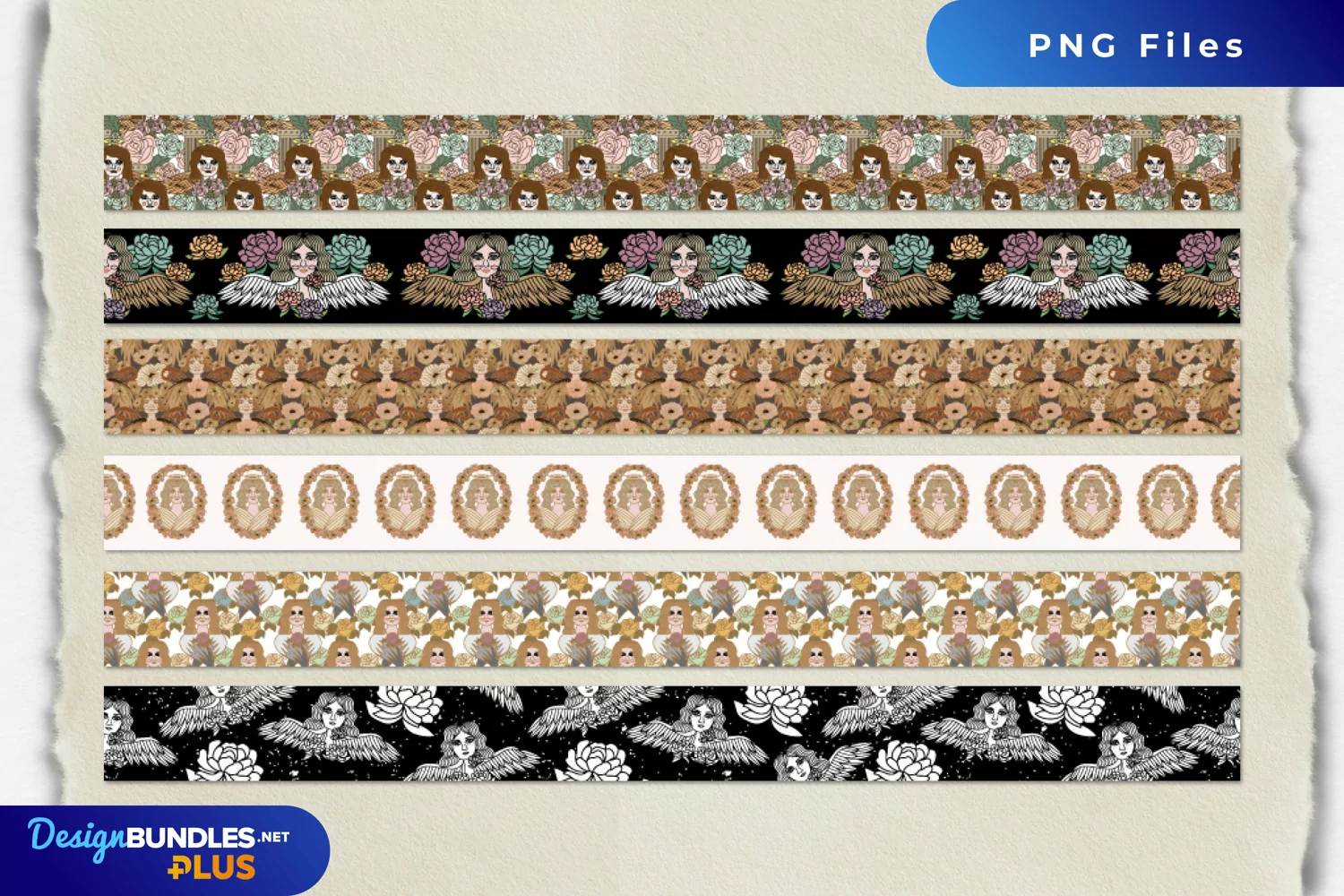 Vintage Angel Seamless Pattern Strips product image 1