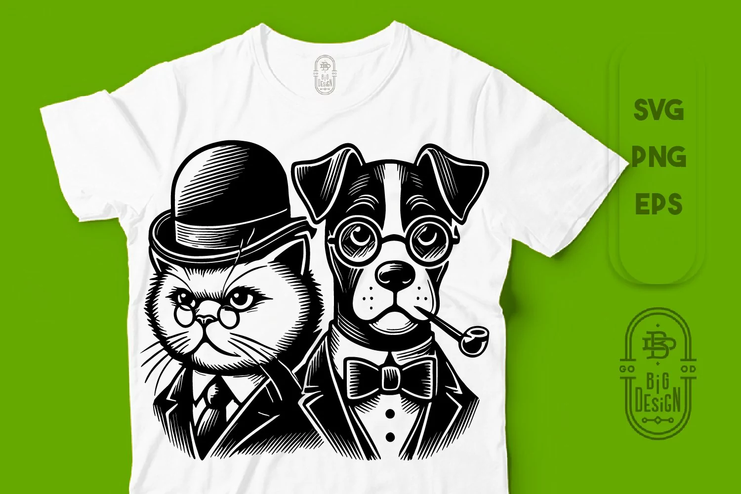 Vintage Animal Illustration | Victorian Cat and Dog SVG File product image 1