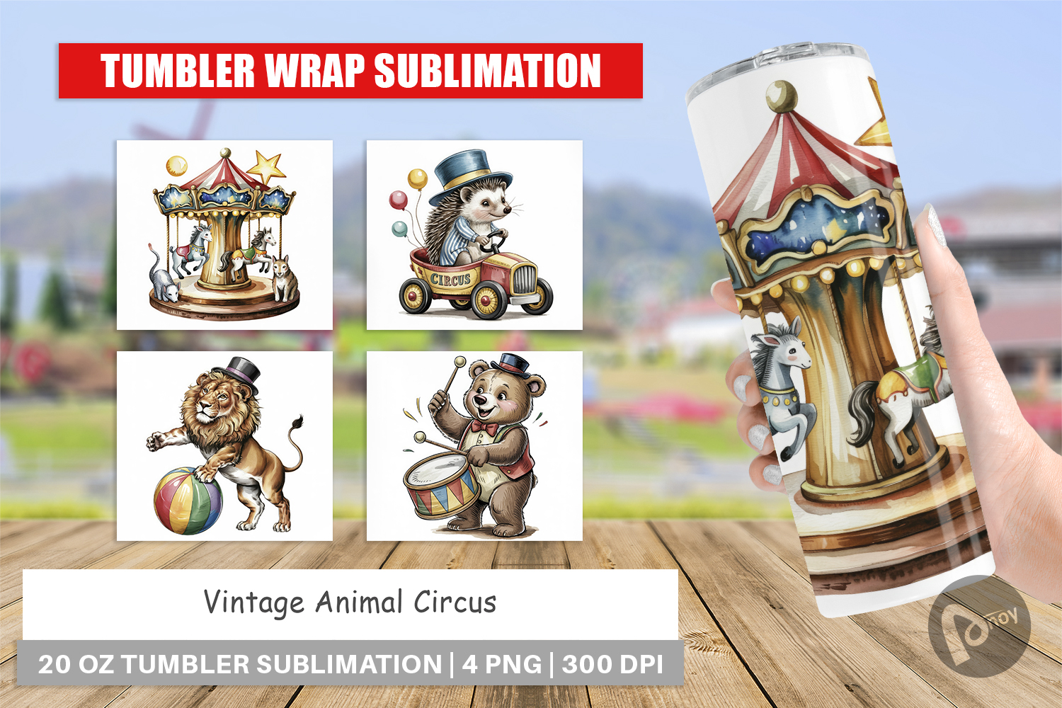 Tumbler Vintage Animal Circus product image 1
