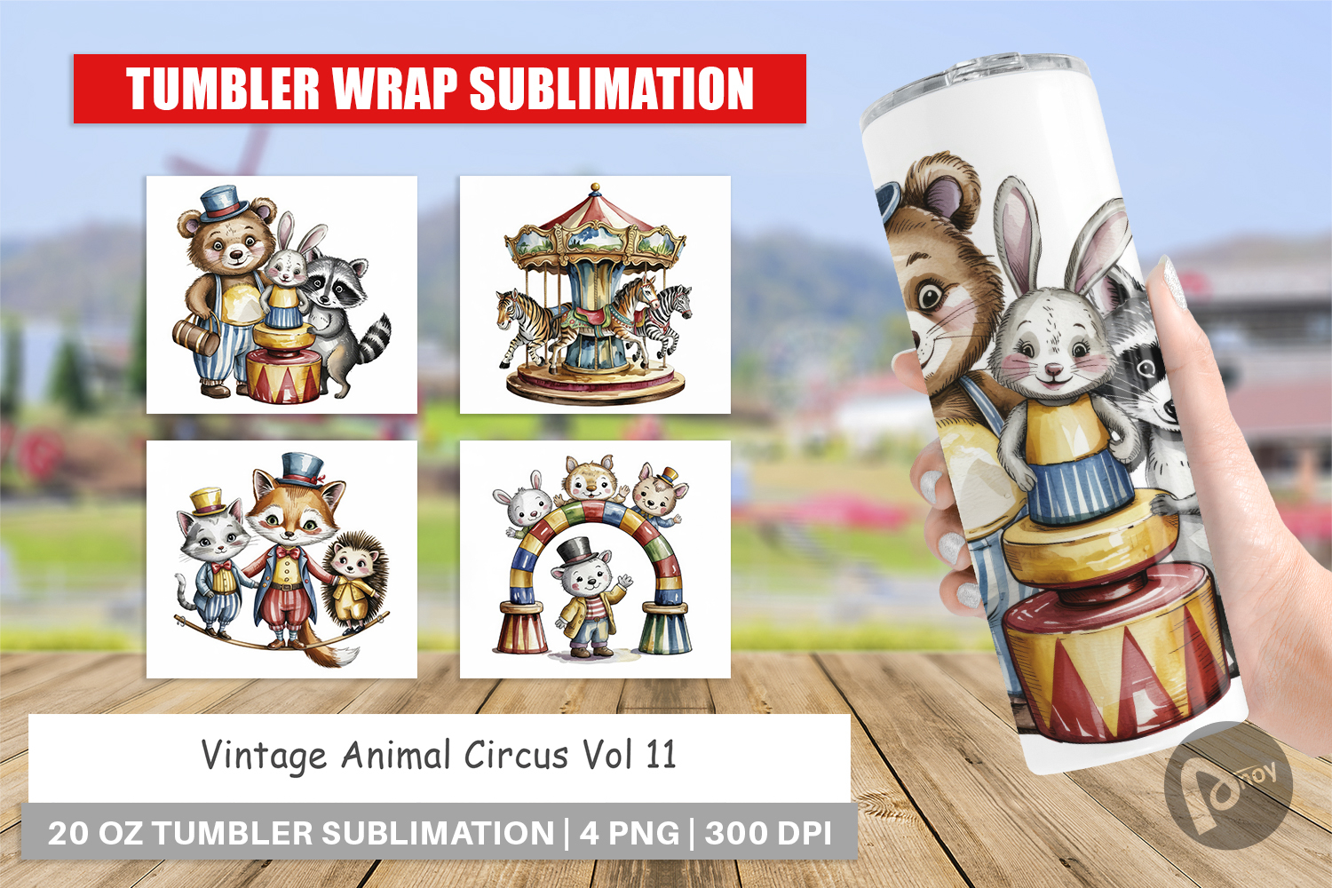 Tumbler Vintage Animal Circus product image 1