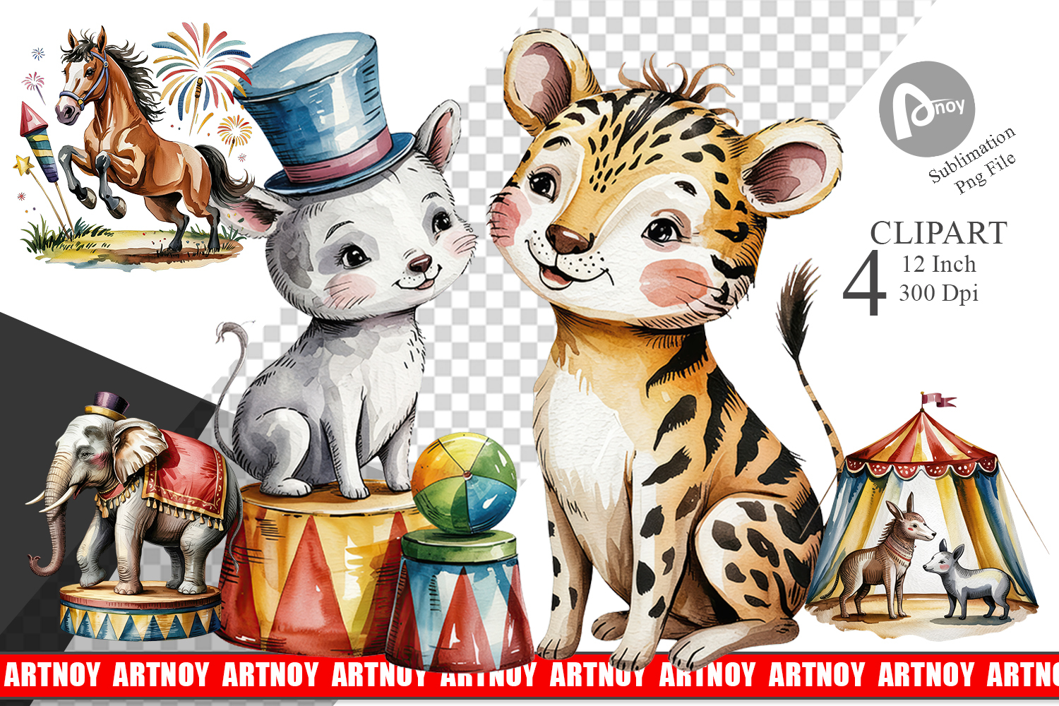 Vintage Animal Circus Clipart product image 1