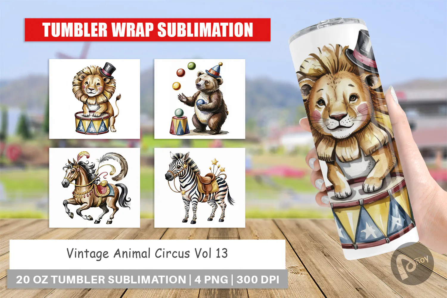 Tumbler Vintage Animal Circus product image 1