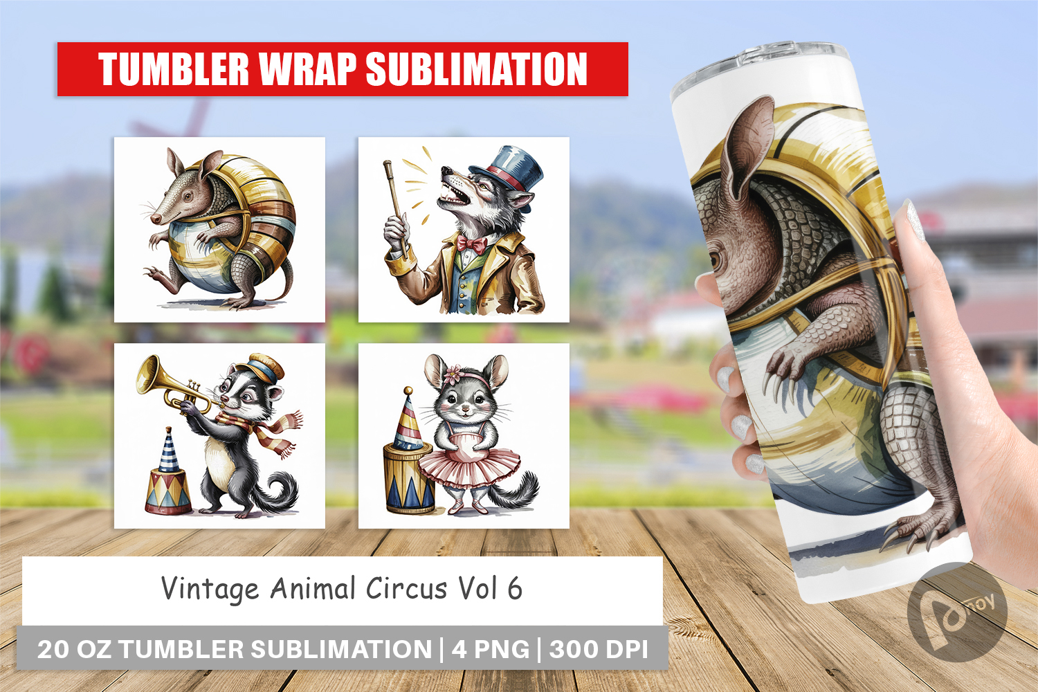 Tumbler Vintage Animal Circus product image 1