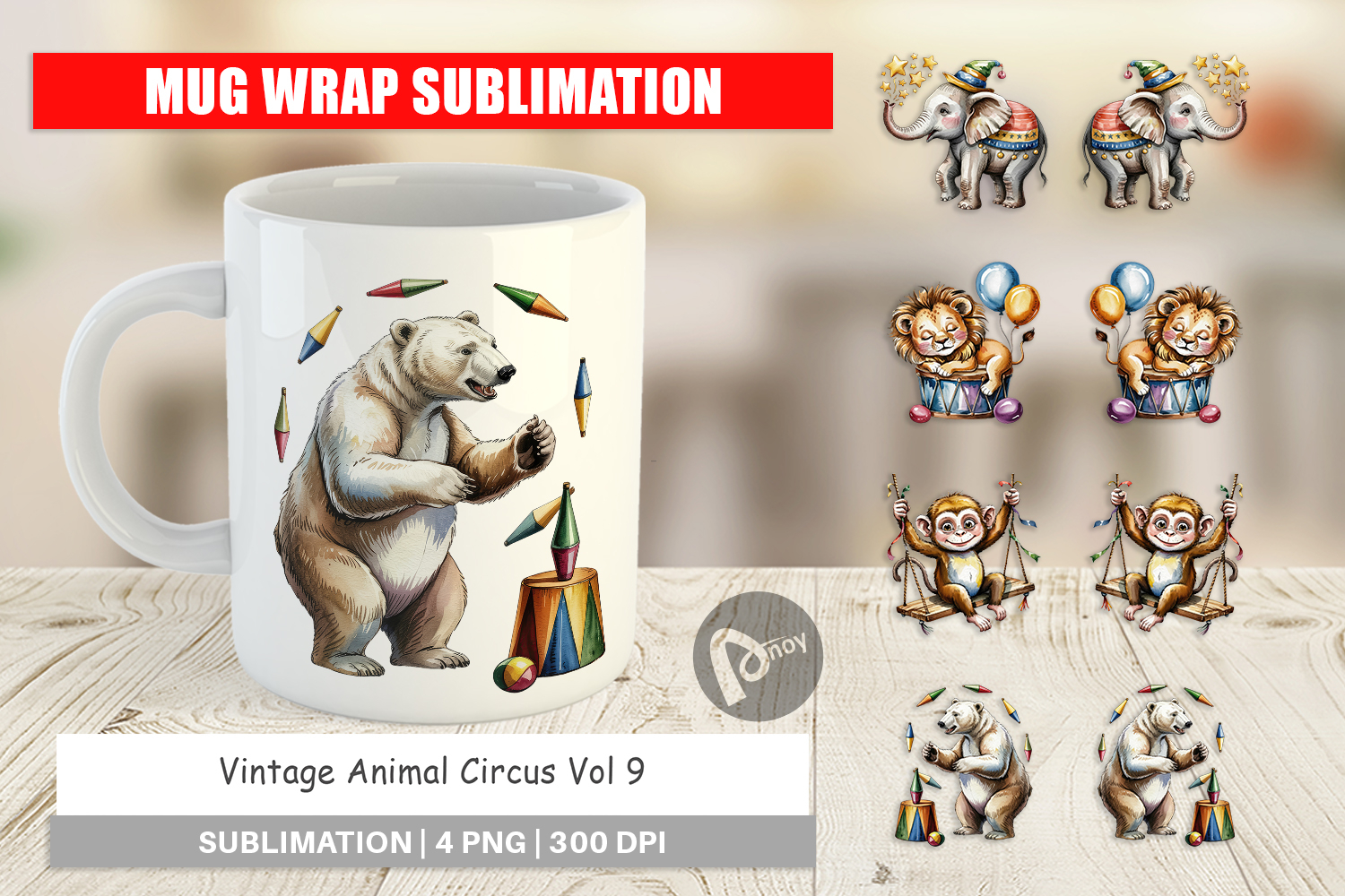 Mug Wrap Vintage Animal Circus product image 1